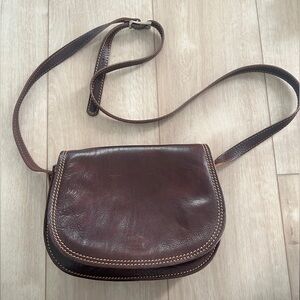 Brown Florence Genuine Leather Crossbody purse Made in Italy
